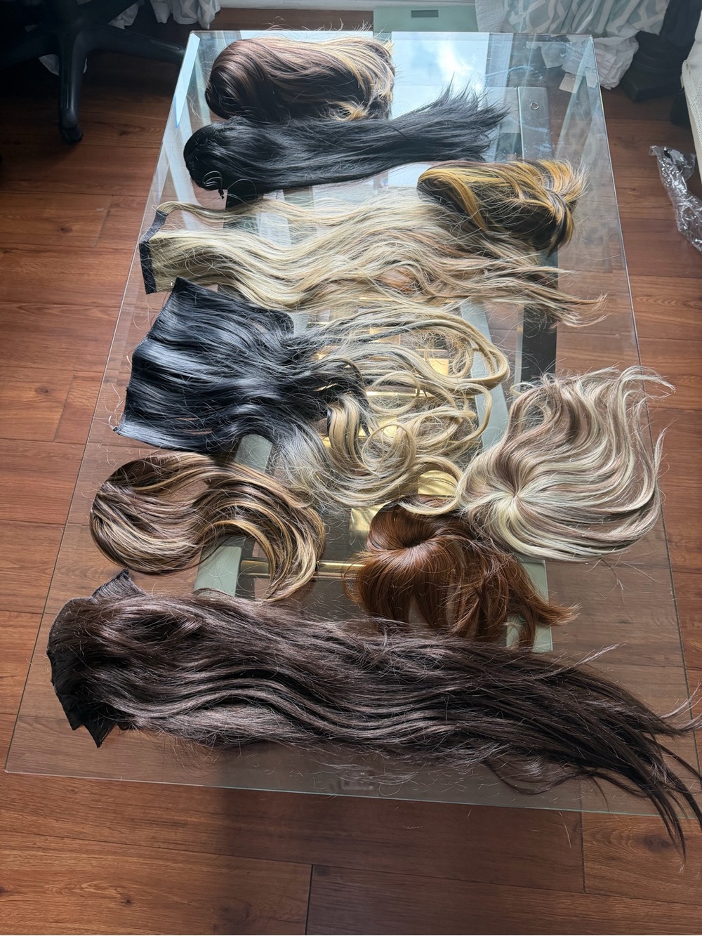 Lot of 9 Wigs & Hairpieces – Various Colors